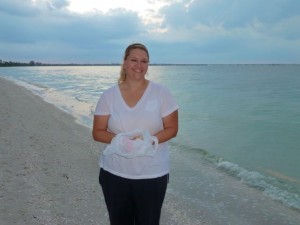 Karla with seashells Karla with seashells