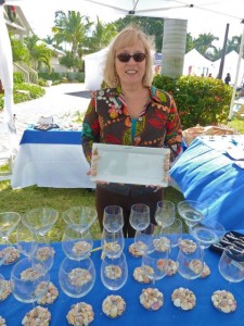 Terry (Captiva) showing her beautiful shell crafts