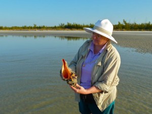 Lori with horse conch Lori with horse conch