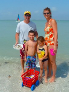 Family on Sanibel beach