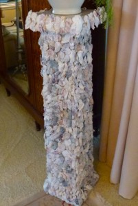 Oyster shell plant stand
