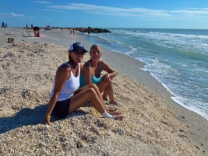 Betsy and Sherrill on shell pile