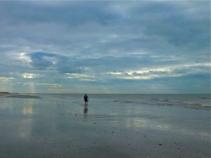 collecting seashells stormy sky
