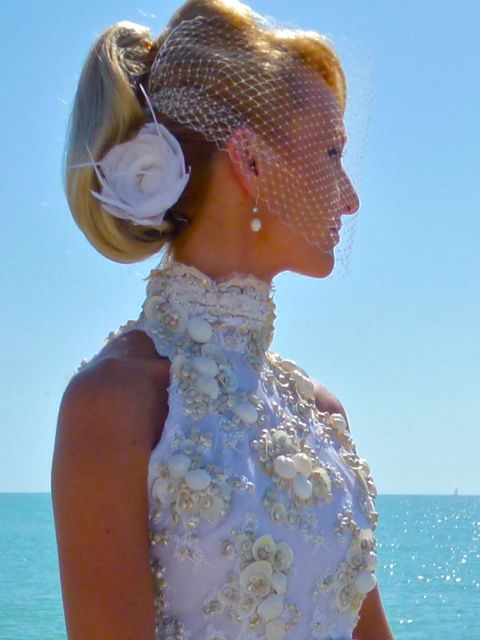 bride seashell gown hair piece Her artistry in every detail is phenomenal