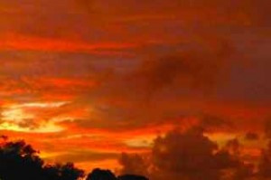 red sunset over sanibel
