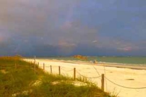 sanibel beach faint rainbow