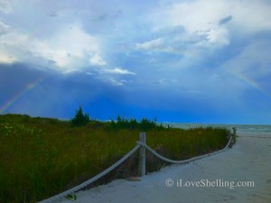 rainbow over Sanibel beach path rainbow over Sanibel beach path