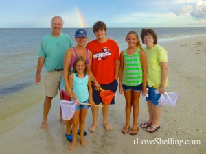 family Sanibel Island beach with rainbow family Sanibel Island beach with rainbow