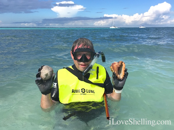 Clark Rambo with shells Abaco Bahamas