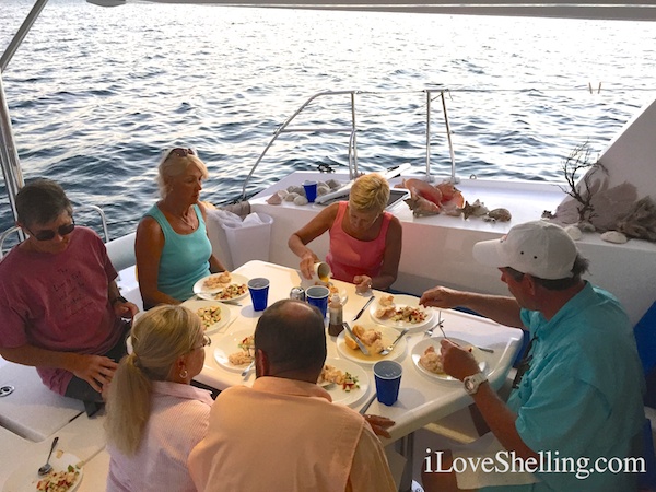 Lobster dinner on Sunsail catamaran, Abaco Bahamas