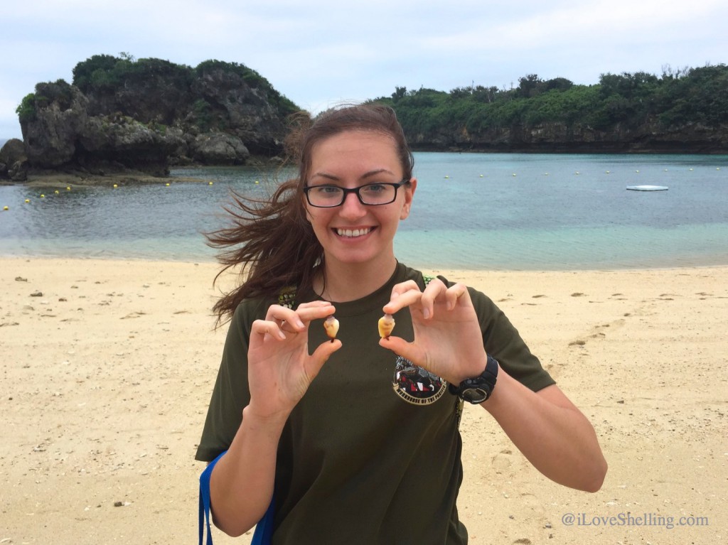 United States Marine Clarissa in Okinawa Japan finding seashells